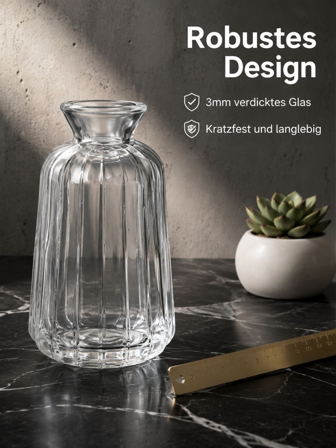 Elegante geprägte Glasvase mit einzigartigem Retro-Design
