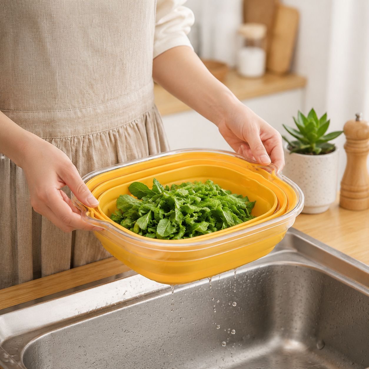 キッチン多機能二重水切りバスケット 野菜・果物収納