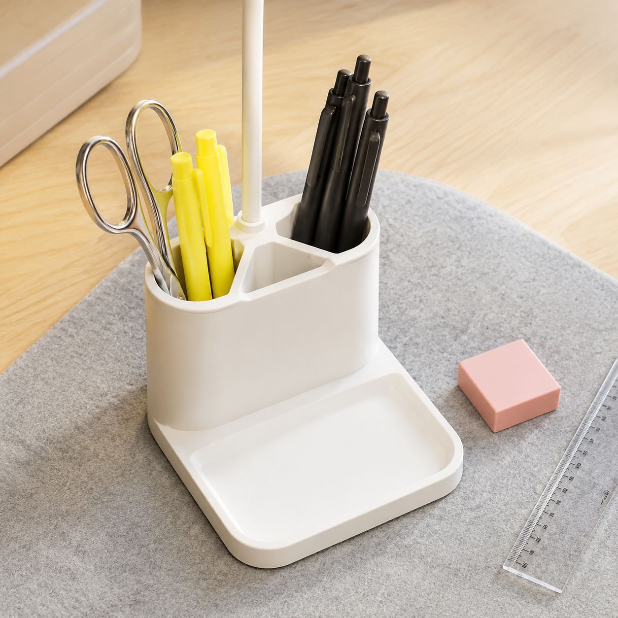 Desk lamp for students with built-in pen holder