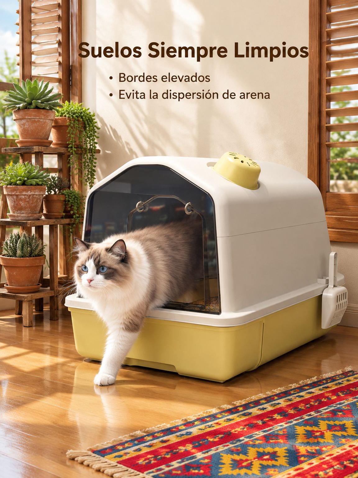 Arenero para gatos completamente cerrado y extra grande, antiolor