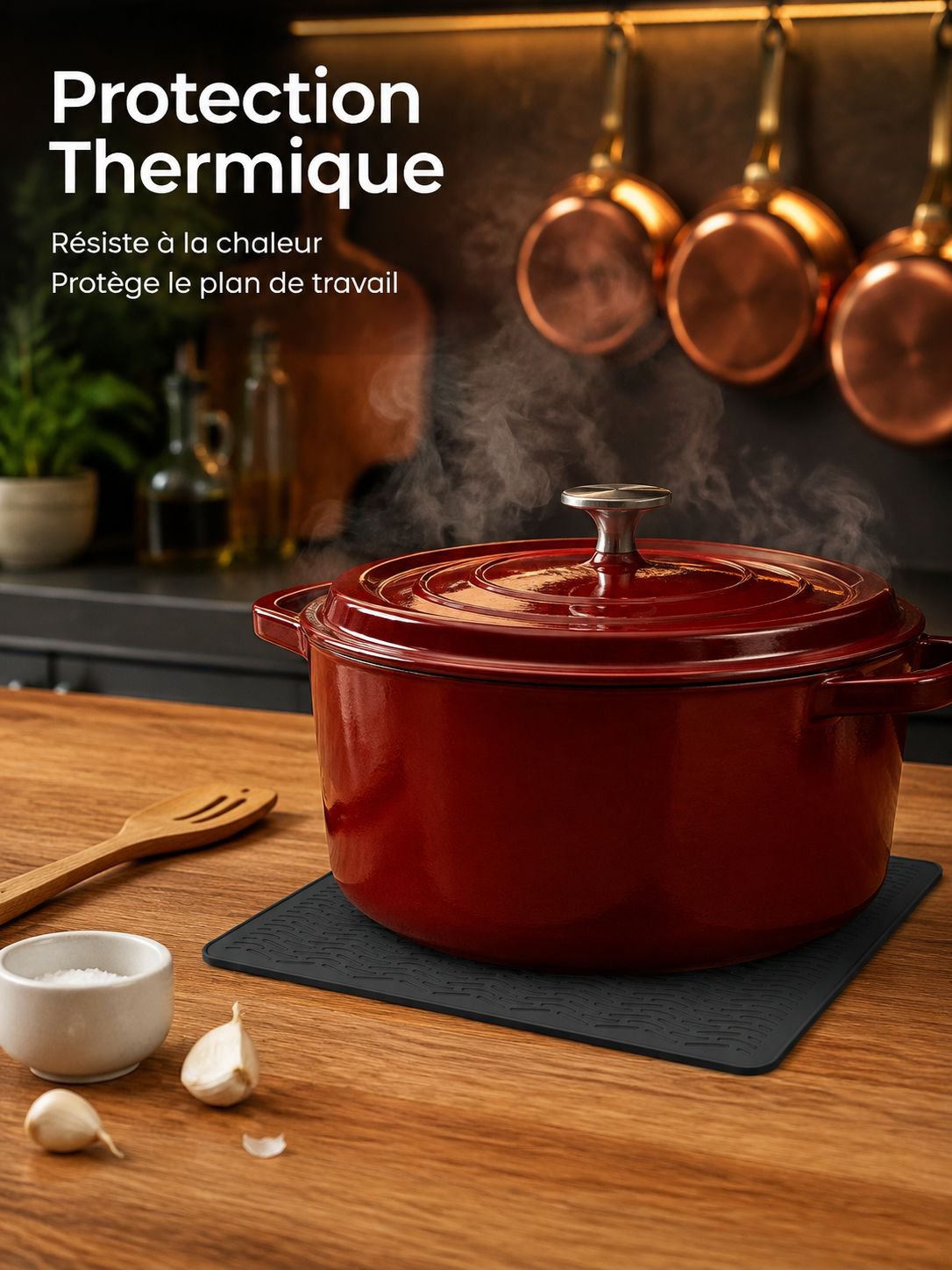 Tapis de cuisine anti-brûlure et égouttoir