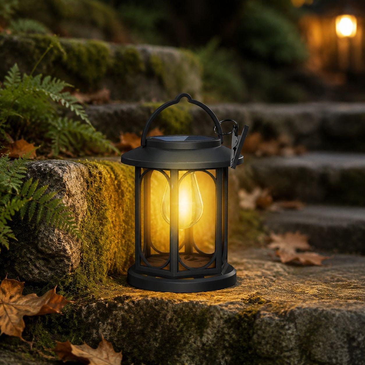 Hanging retro solar lamp with IP65 weatherproof feature