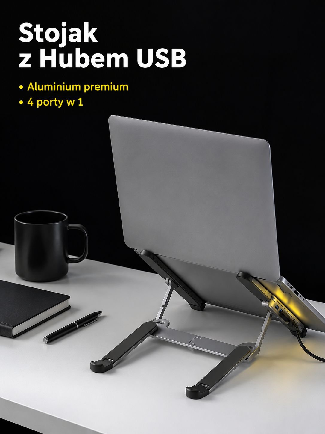 Wielofunkcyjna podstawka na laptopa z 4-w-1 portami