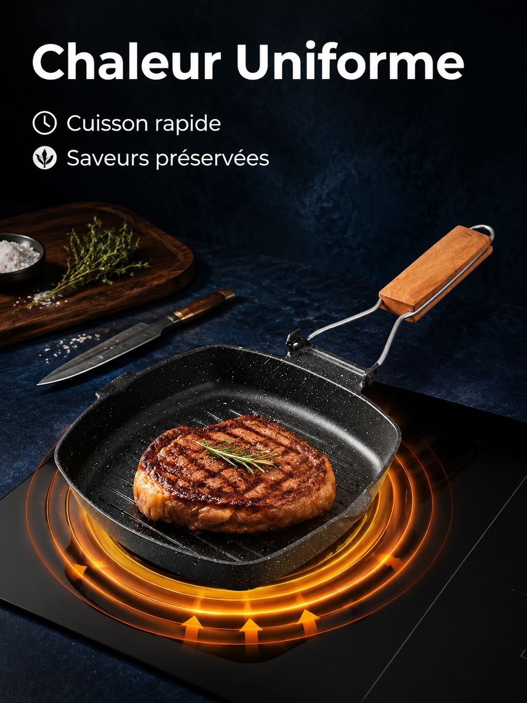 Poêle polyvalente pour cuisinière à induction et à gaz