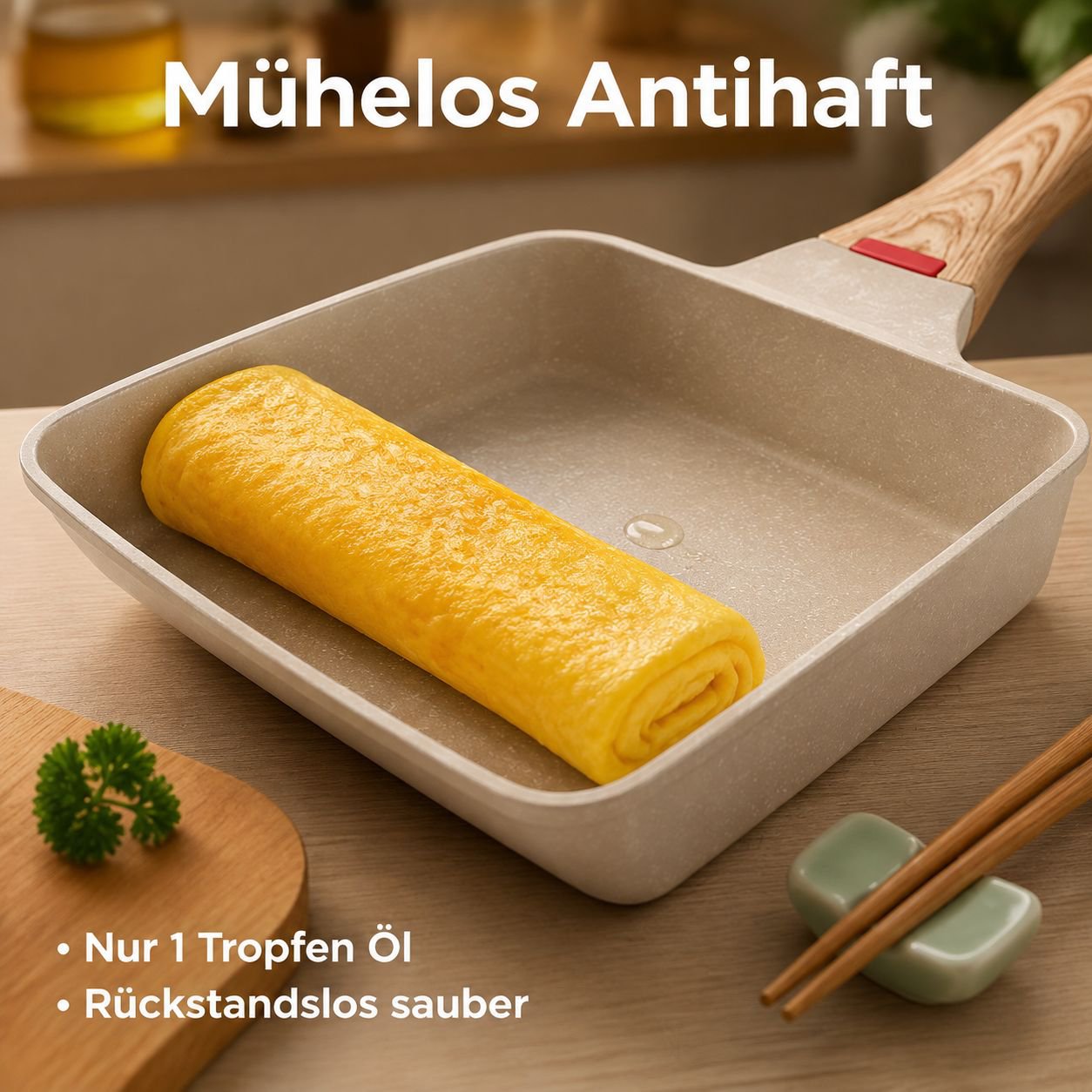 Quadratische Pfanne für Tamagoyaki (japanische Austernrolle)