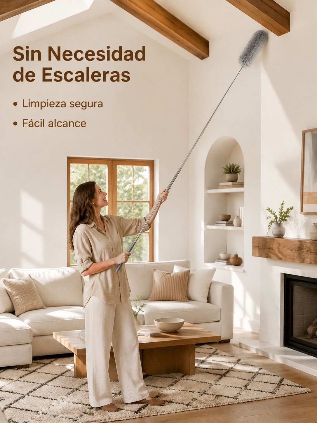 Plumero telescópico de microfibra extrafina para el hogar, limpieza de techo