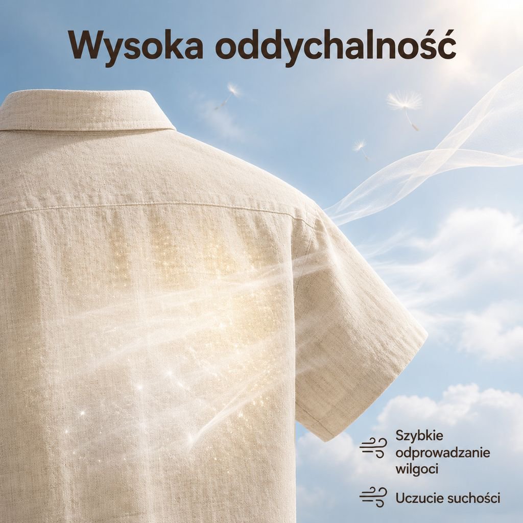 Stylowa męska koszulka polo z lyocellu i lnu, cienka, old money, z kołnierzykiem