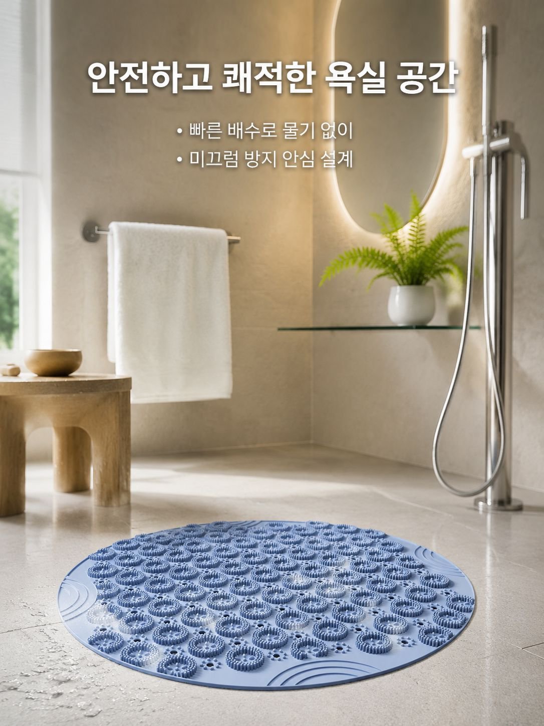 원형 낙상 방지 욕실 매트