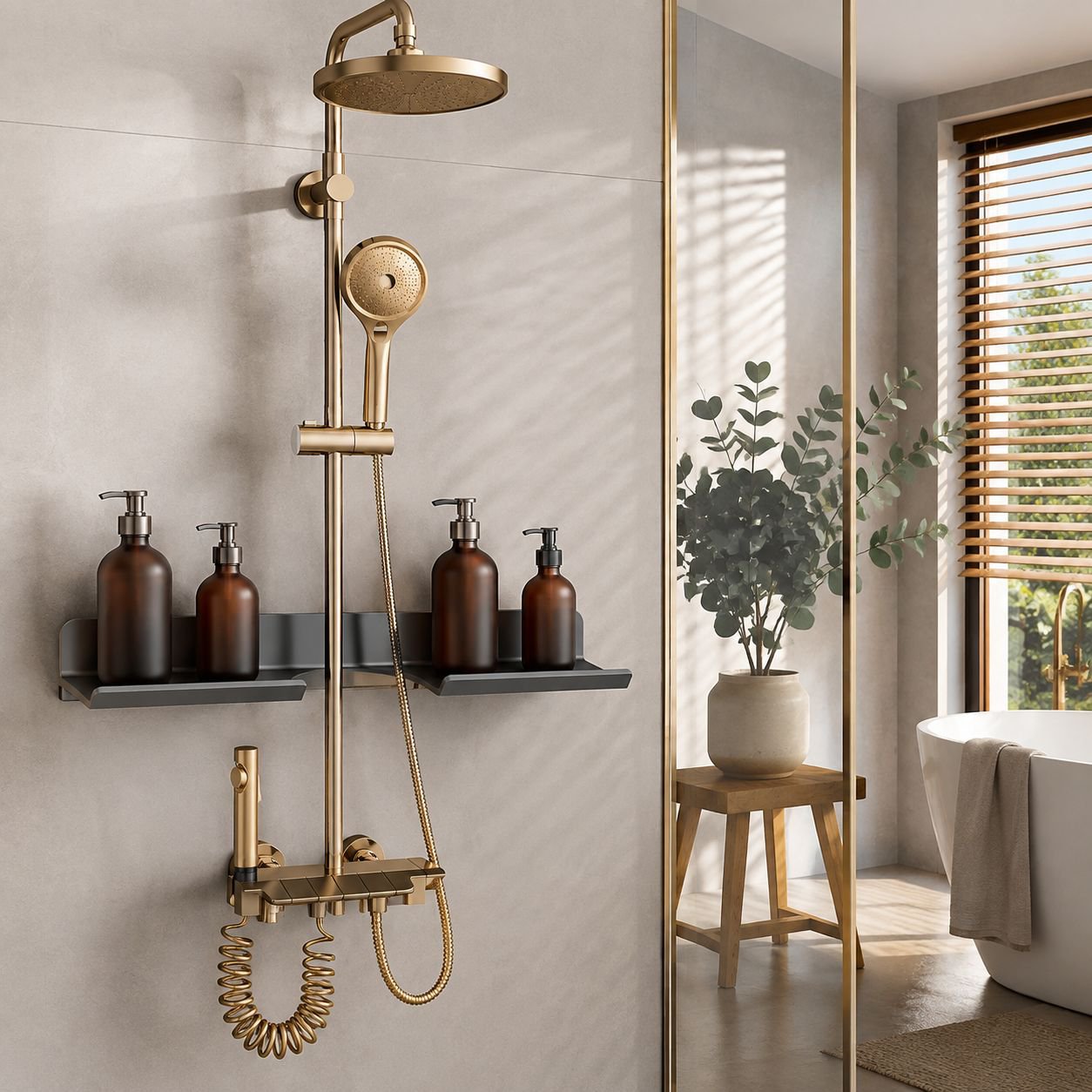Estantería de baño fácil de instalar en la pared