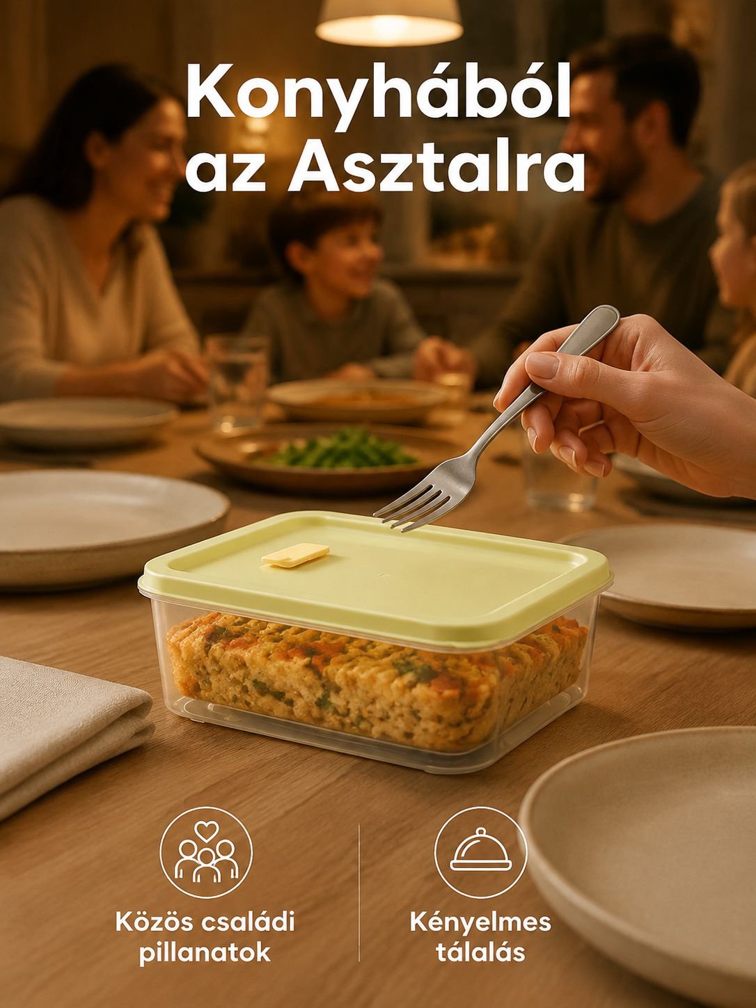 Húsos rekeszes tárolódoboz zárt fedéllel