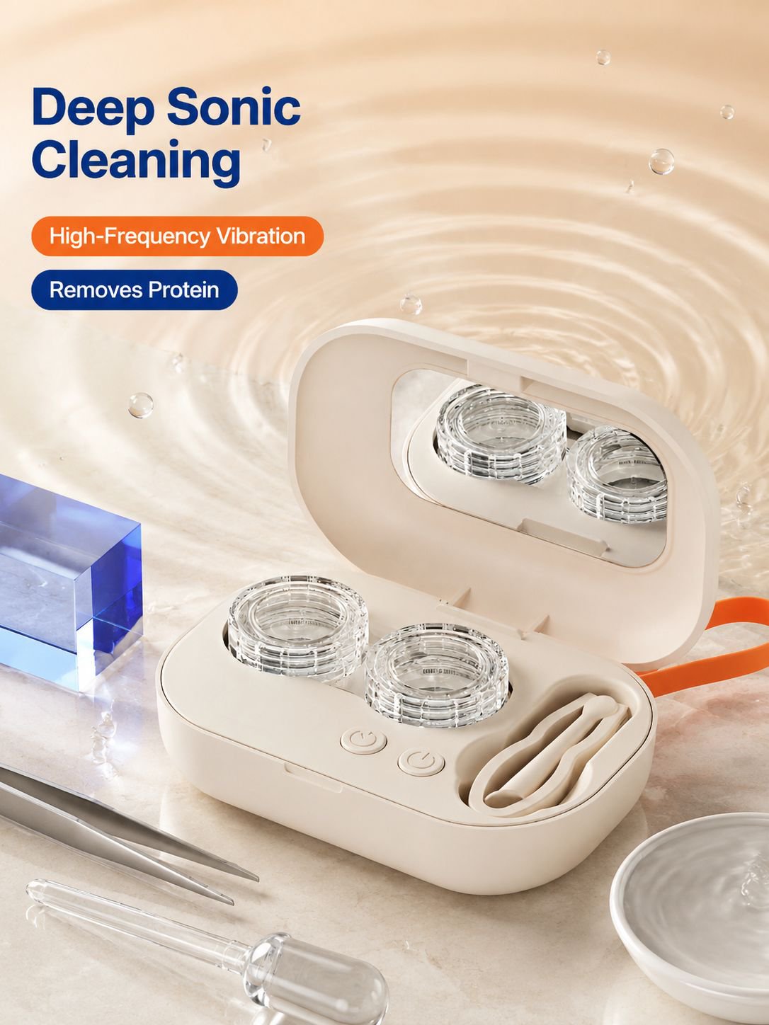 High-Frequency Sonic Automatic Contact Lens Cleaner Portable Case