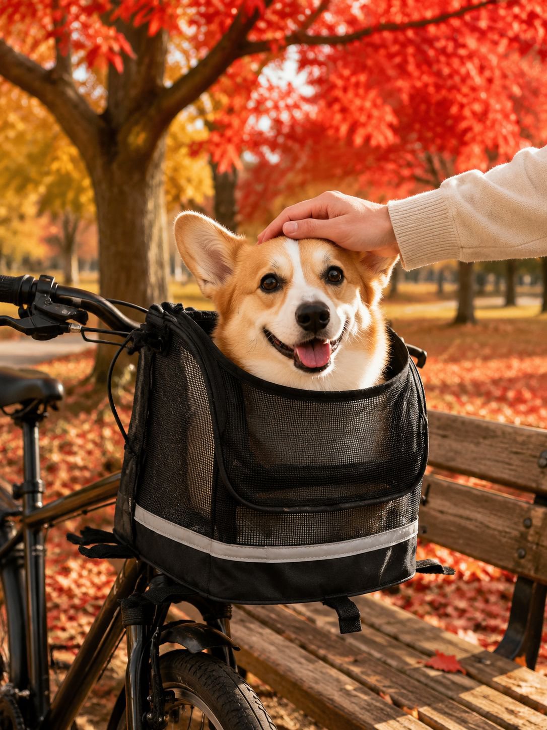 Foldable bicycle basket bag for small pets (cats and dogs), front bag, removable bicycle handlebar b