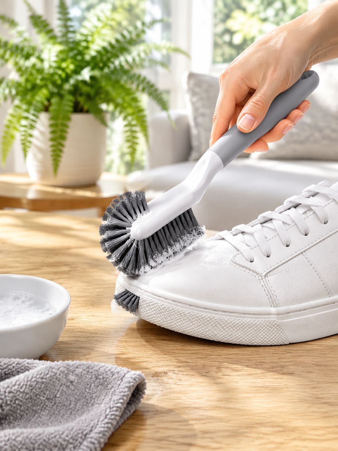 Soft-bristle brush designed for cleaning shoes
