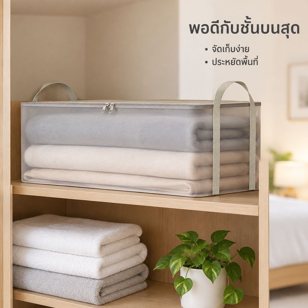 กระเป๋าเก็บเสื้อผ้าความจุสูงพร้อมหูหิ้วและโครงสร้างเสริมความแข็งแรง