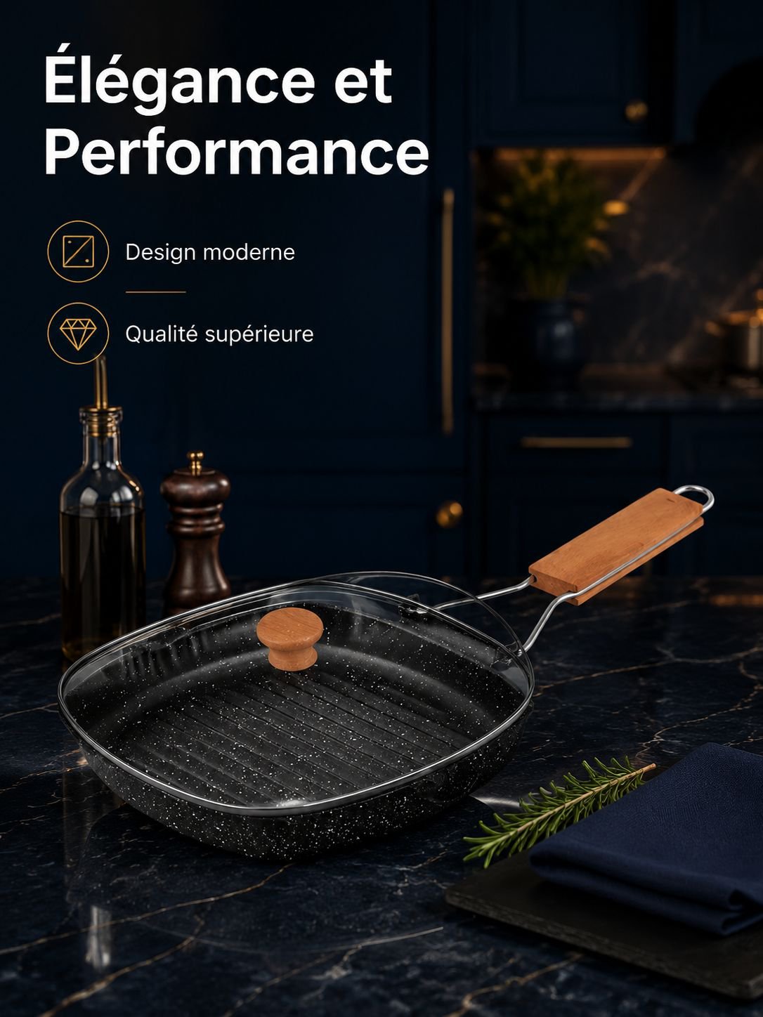 Poêle polyvalente pour cuisinière à induction et à gaz