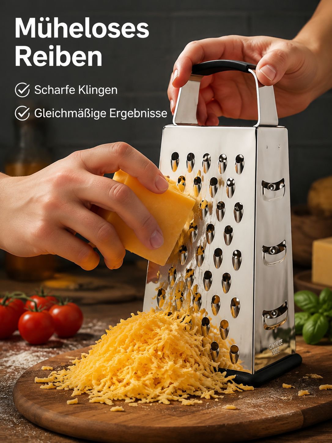Multifunktions-Walzen-Schleifer mit rutschfestem Edelstahlgriff und vier Seiten, dreidimensionaler S