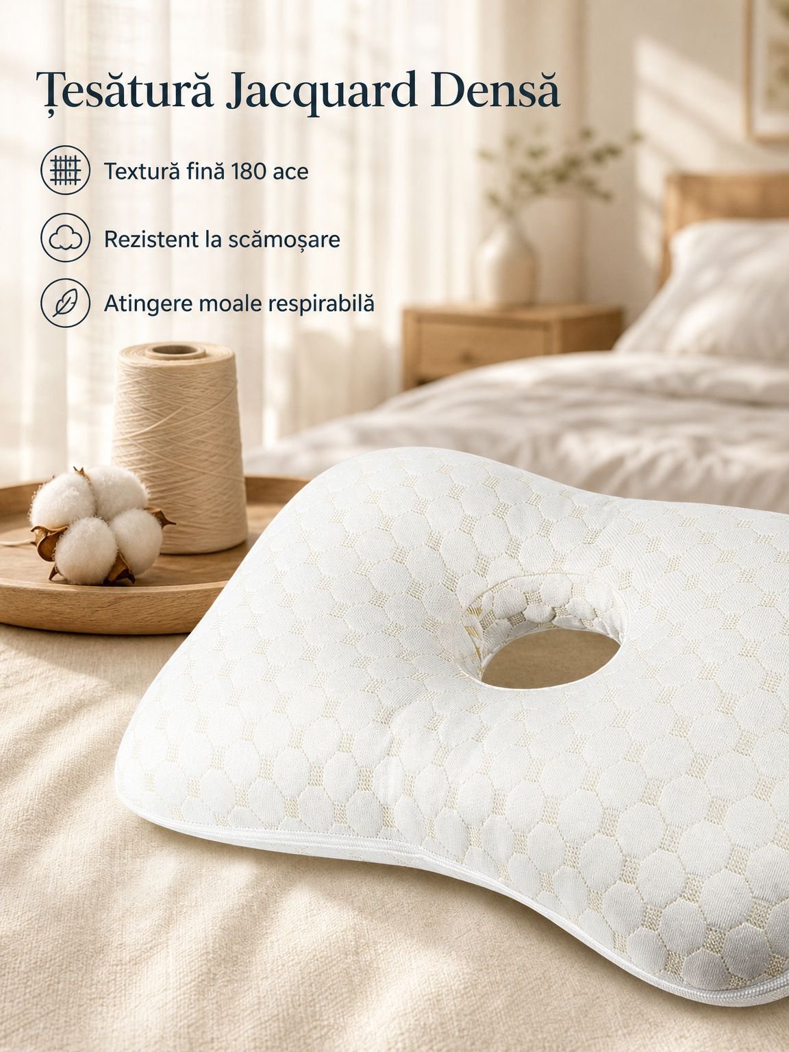 Pernă perforată pentru protecția urechilor