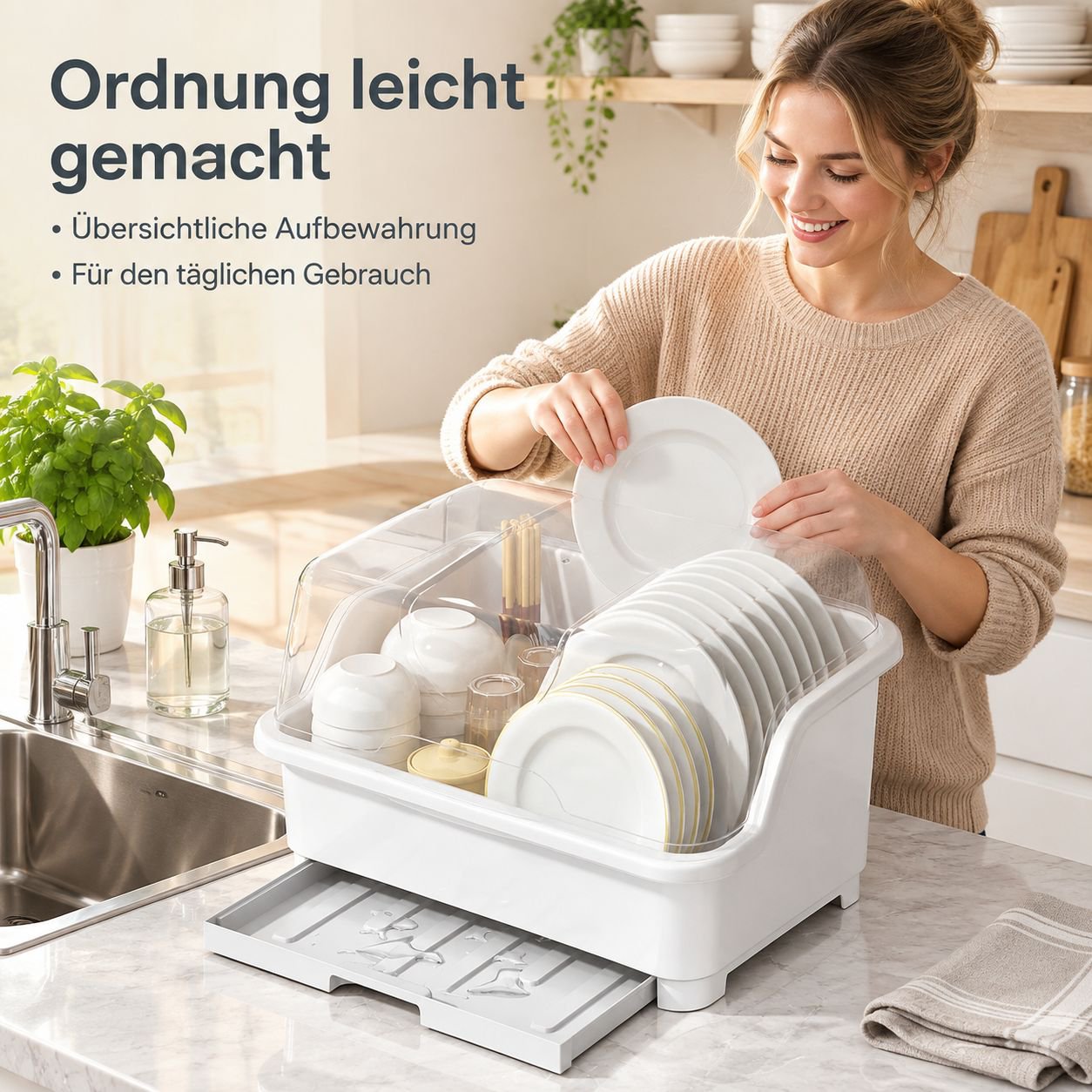 Geschirrabtropfgestell mit Abdeckung