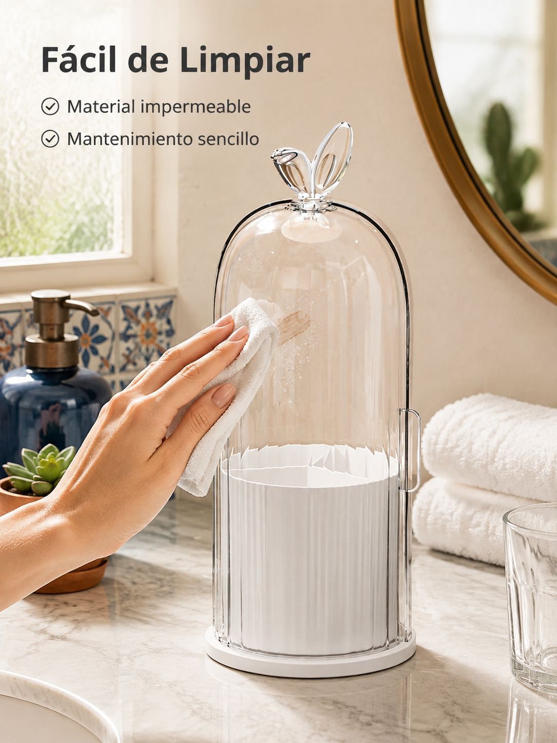Caja organizadora de maquillaje multifuncional giratoria para tocador