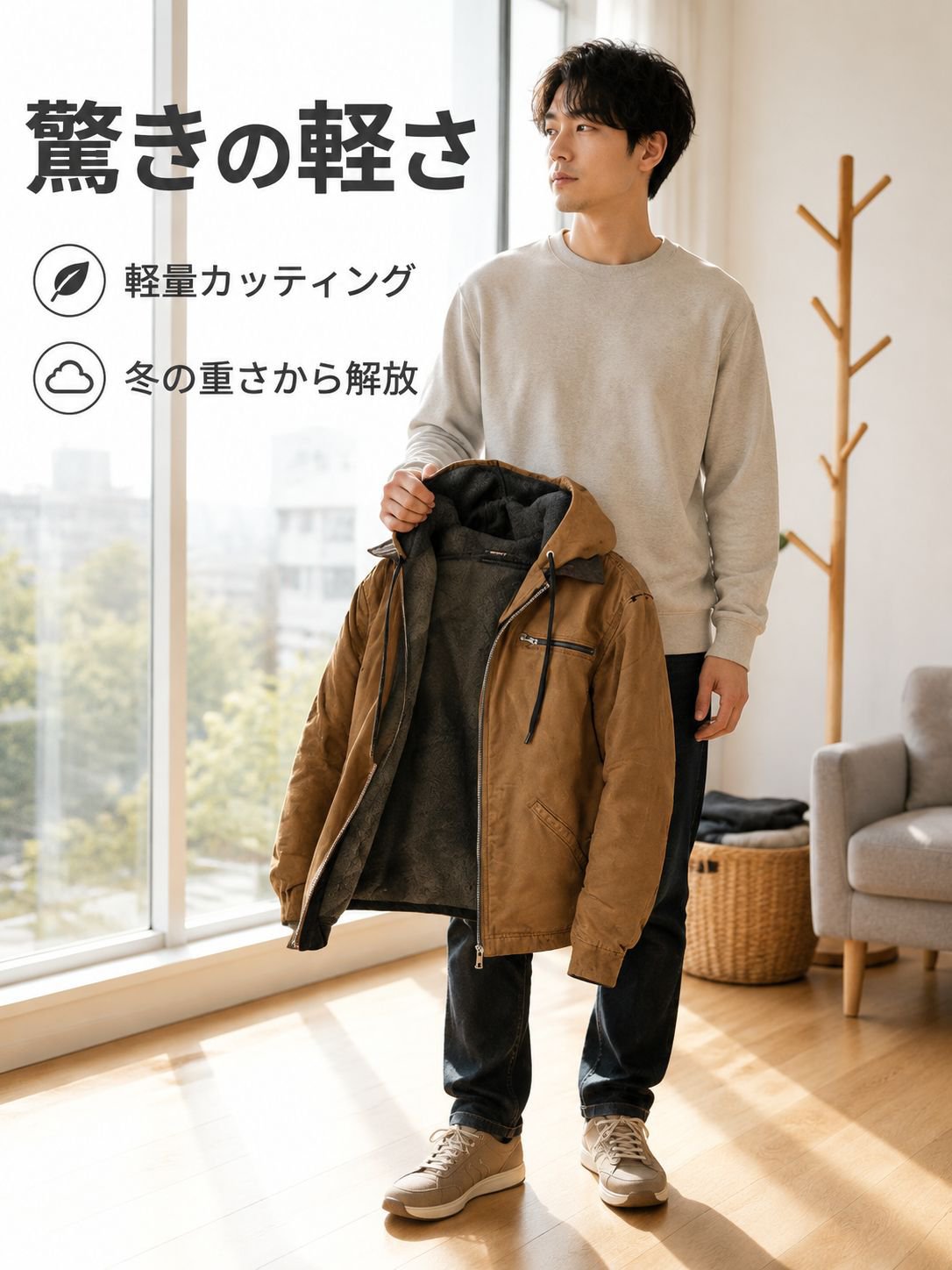 シンプルな無地デザインのアウター