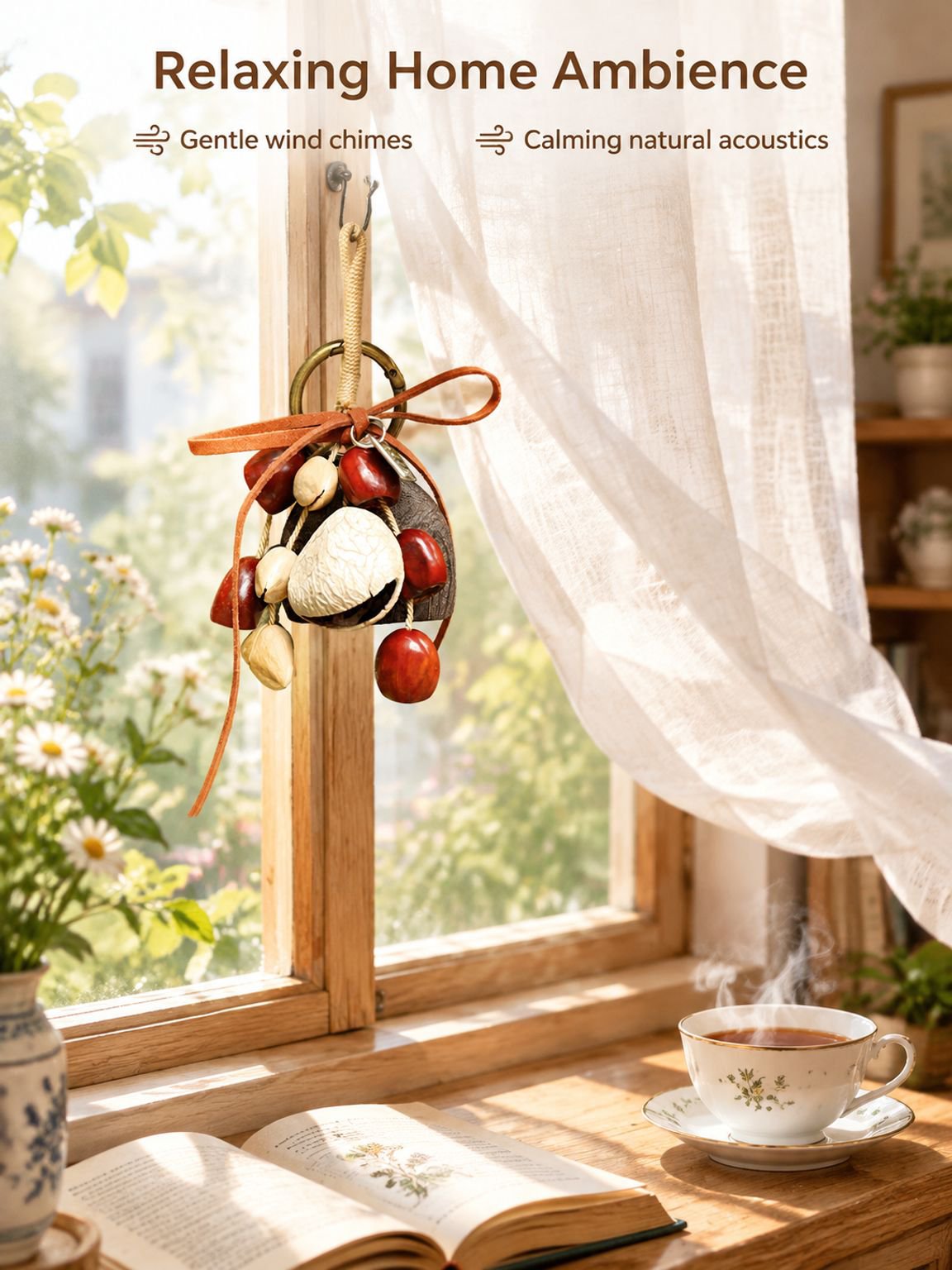 DIY craft kit components for making a nature-inspired wind chime