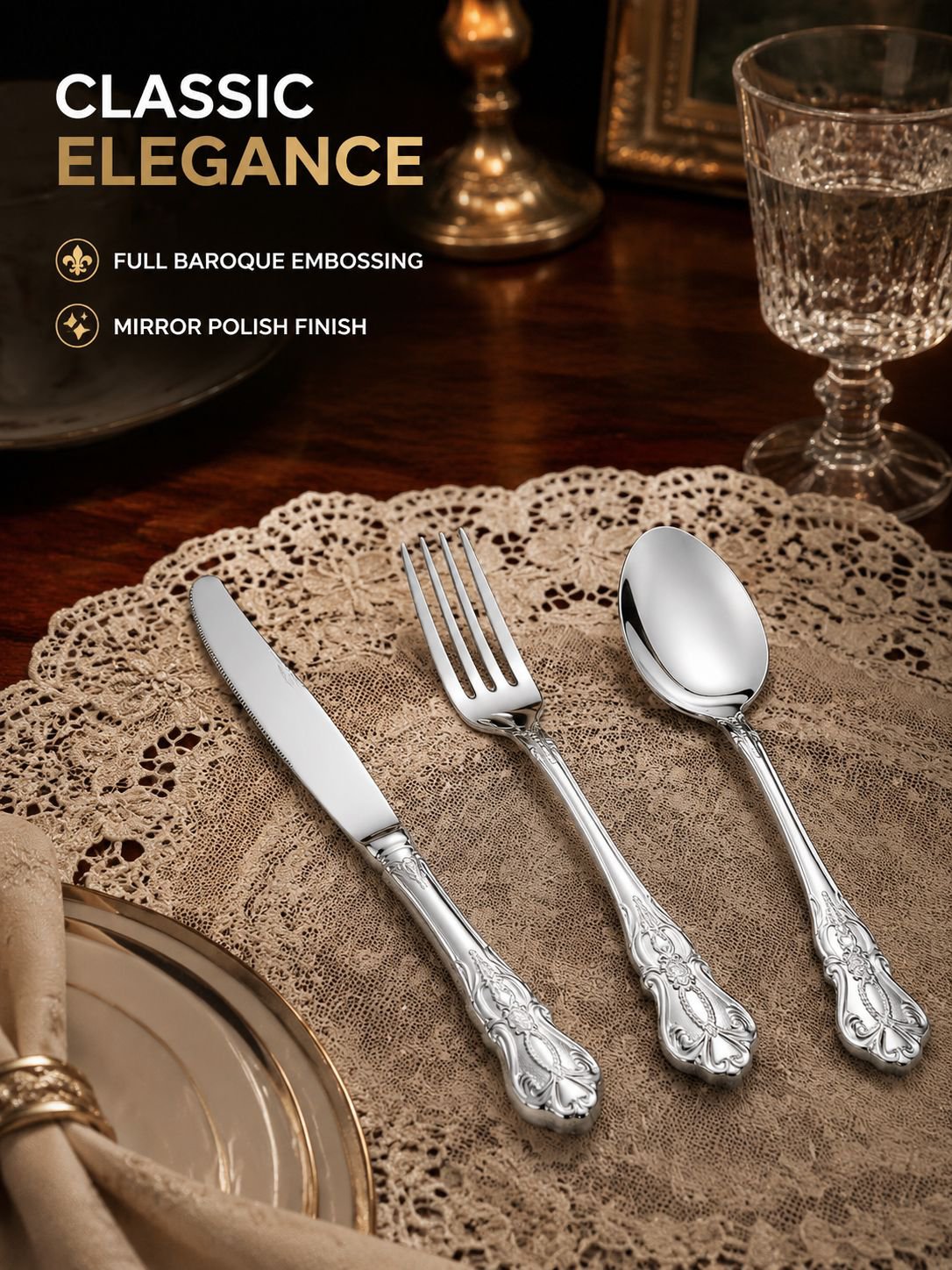 Vintage Gold Stainless Steel Flatware Set