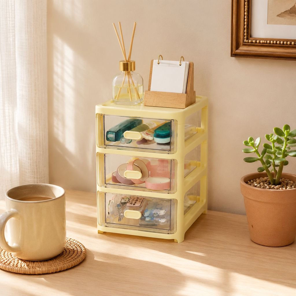 Home office desktop organizer for supplies and cosmetics