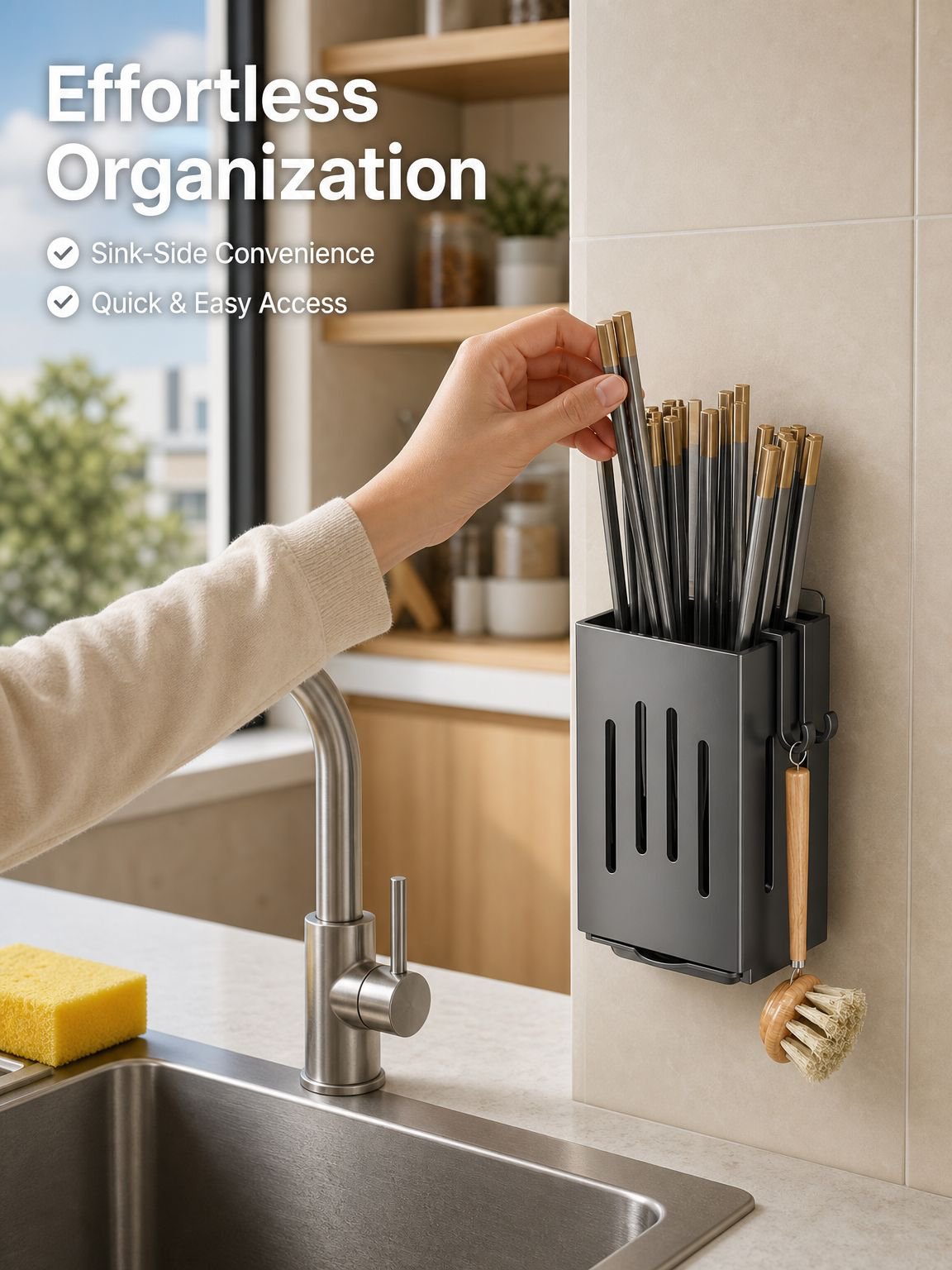 Kitchen wall-mounted chopstick holder