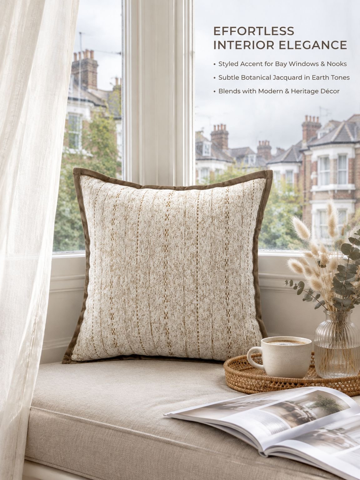 Close-up of soft luxury chenille pillow fabric texture