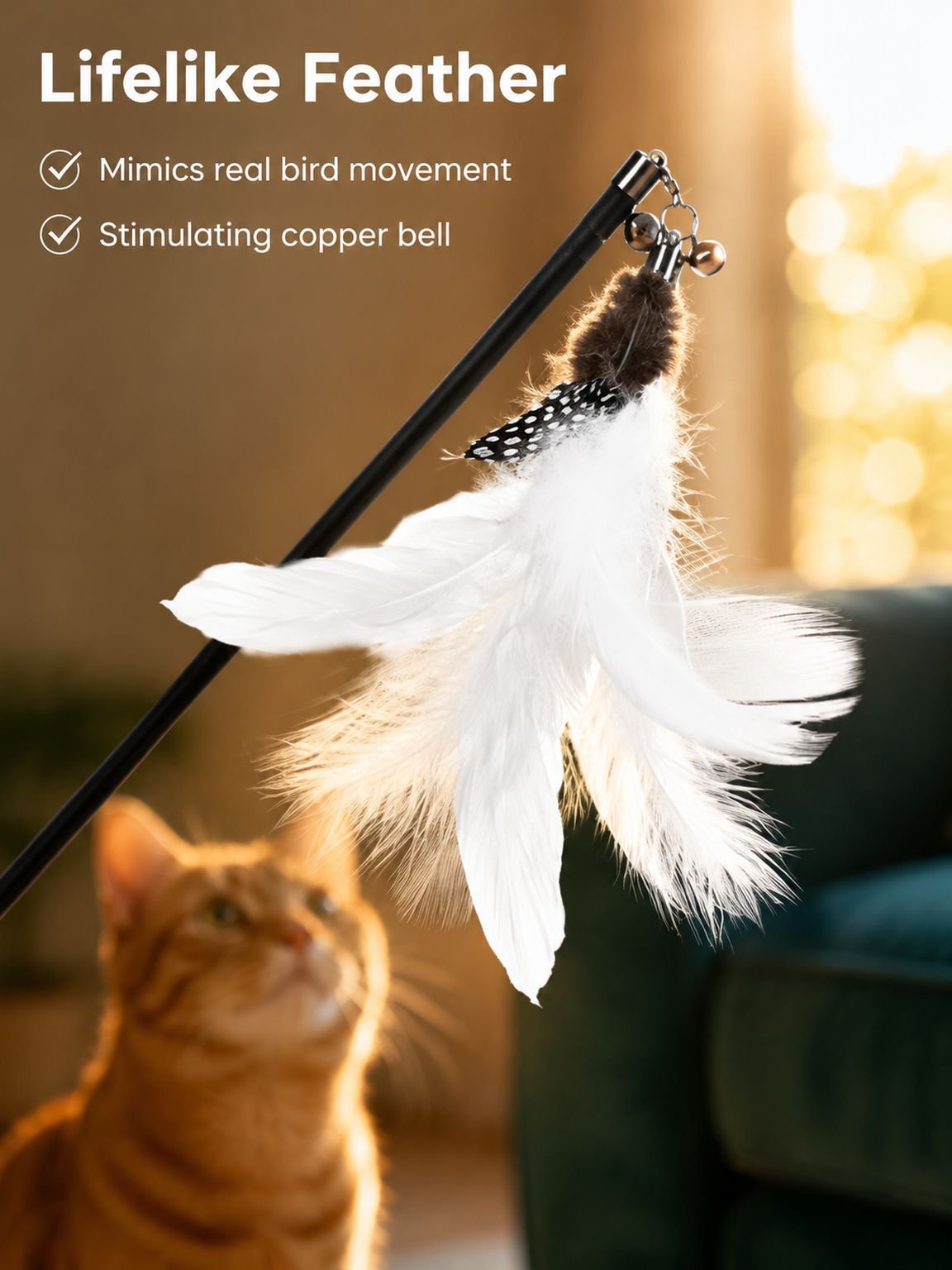 New cat teaser stick with long pole and bite resistance