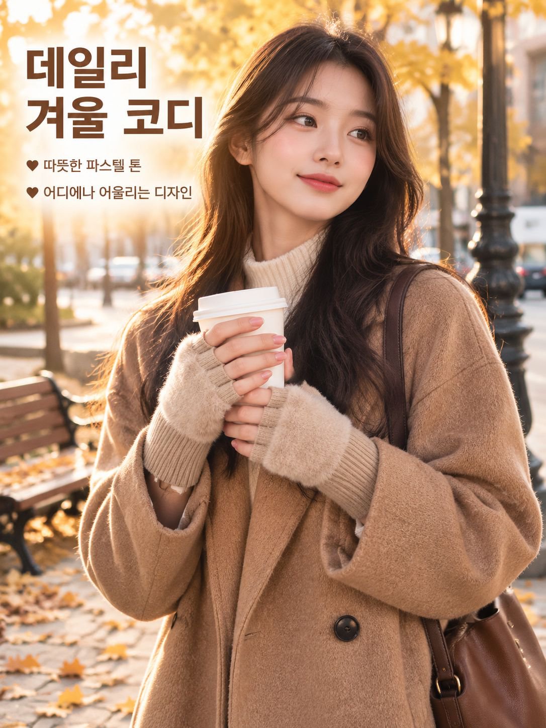 반손가락 플러시 소재의 보온 장갑