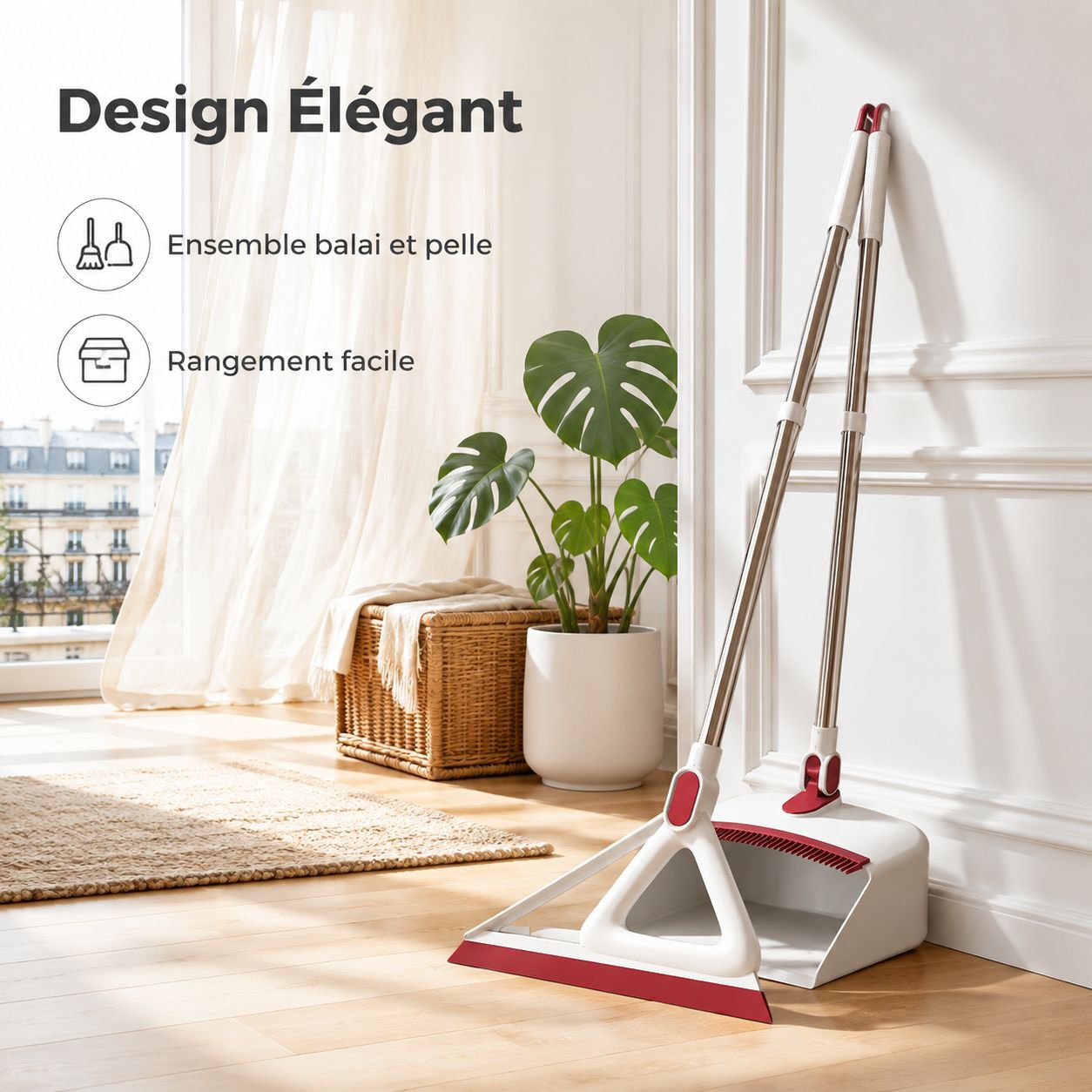 Balai-raclette triangulaire pour sols
