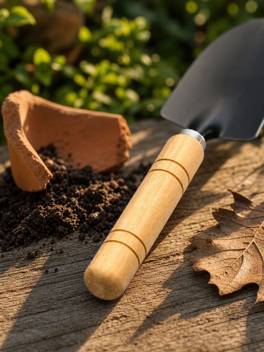 Sturdy metal garden shovel for flower beds