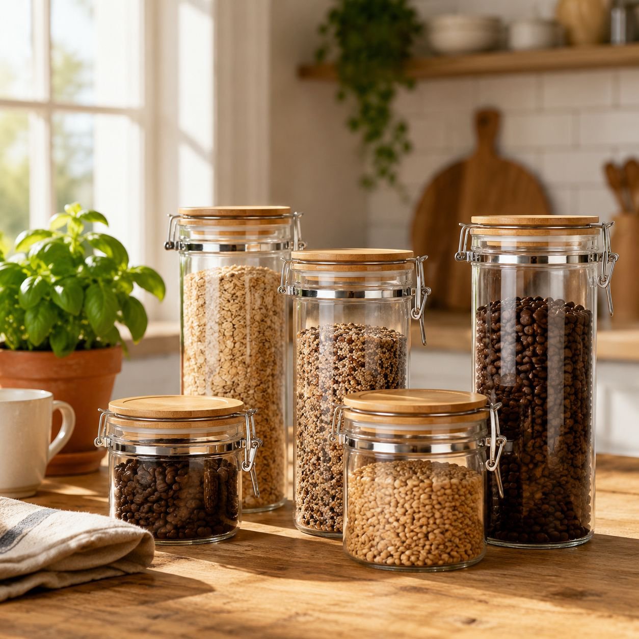 Tarro multifuncional para almacenar granos y cereales