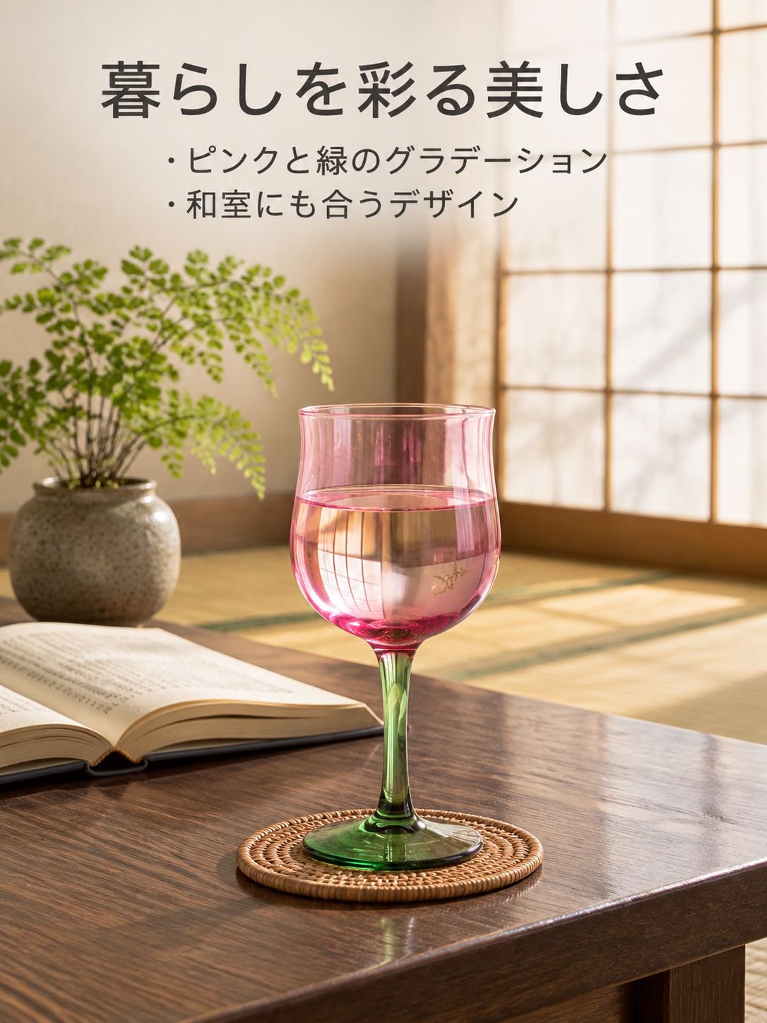 人工のピンクとグリーンのガラス