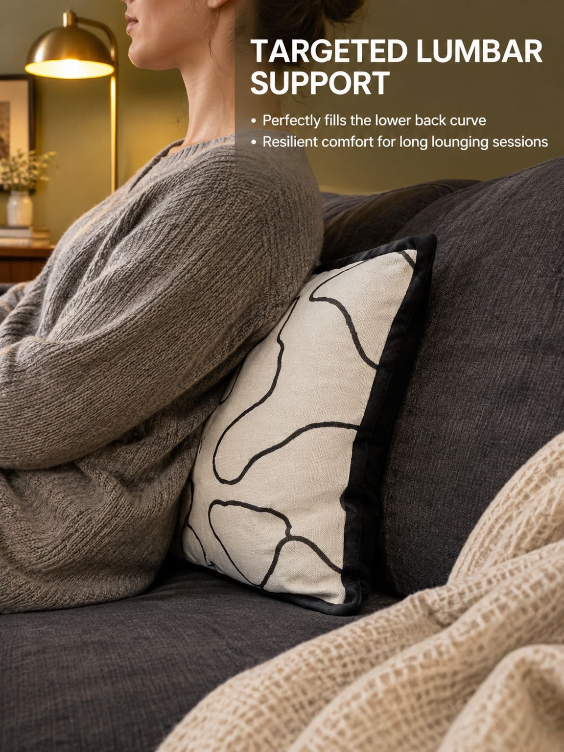 Scandinavian-style throw pillow cover for a modern living room