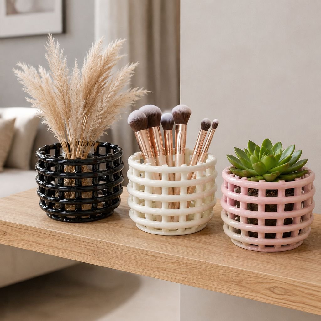 Creative ceramic storage basket for bathroom organization