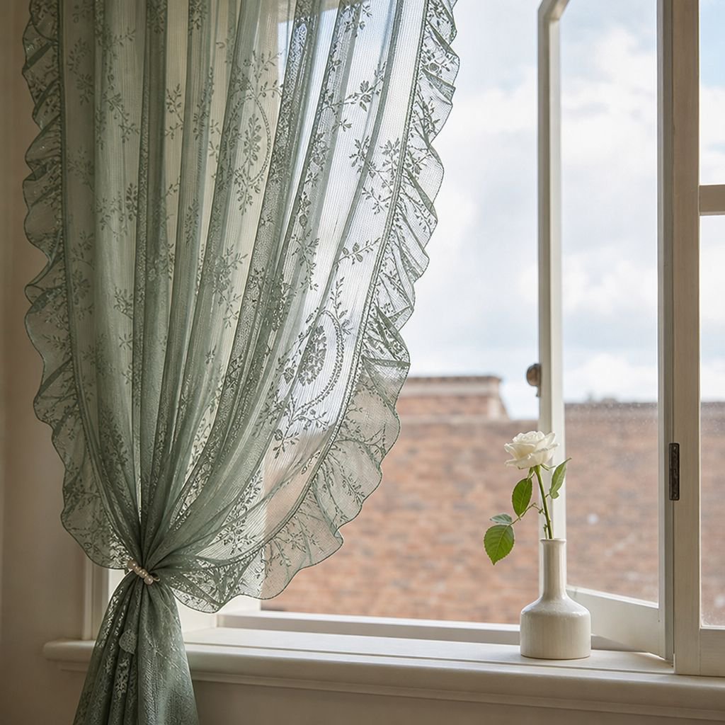 French country style lace curtains, sheer curtains, semi-blackout curtains for living room, bedroom,