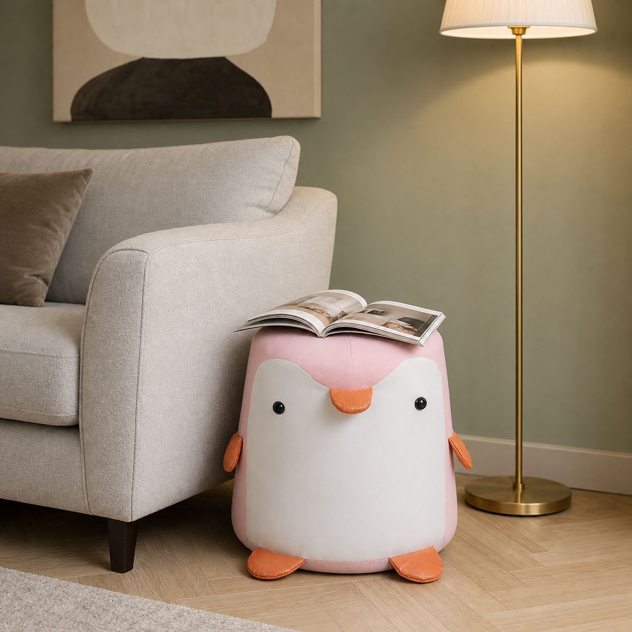 Penguin Poop Shaped Solid Wood Door Stool