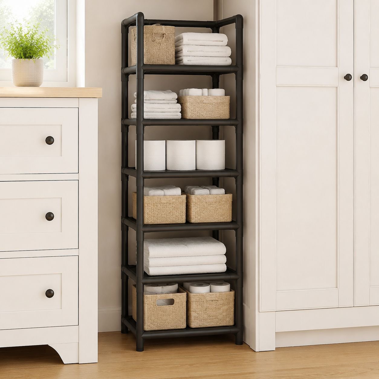 Multi-layer storage rack for home organization