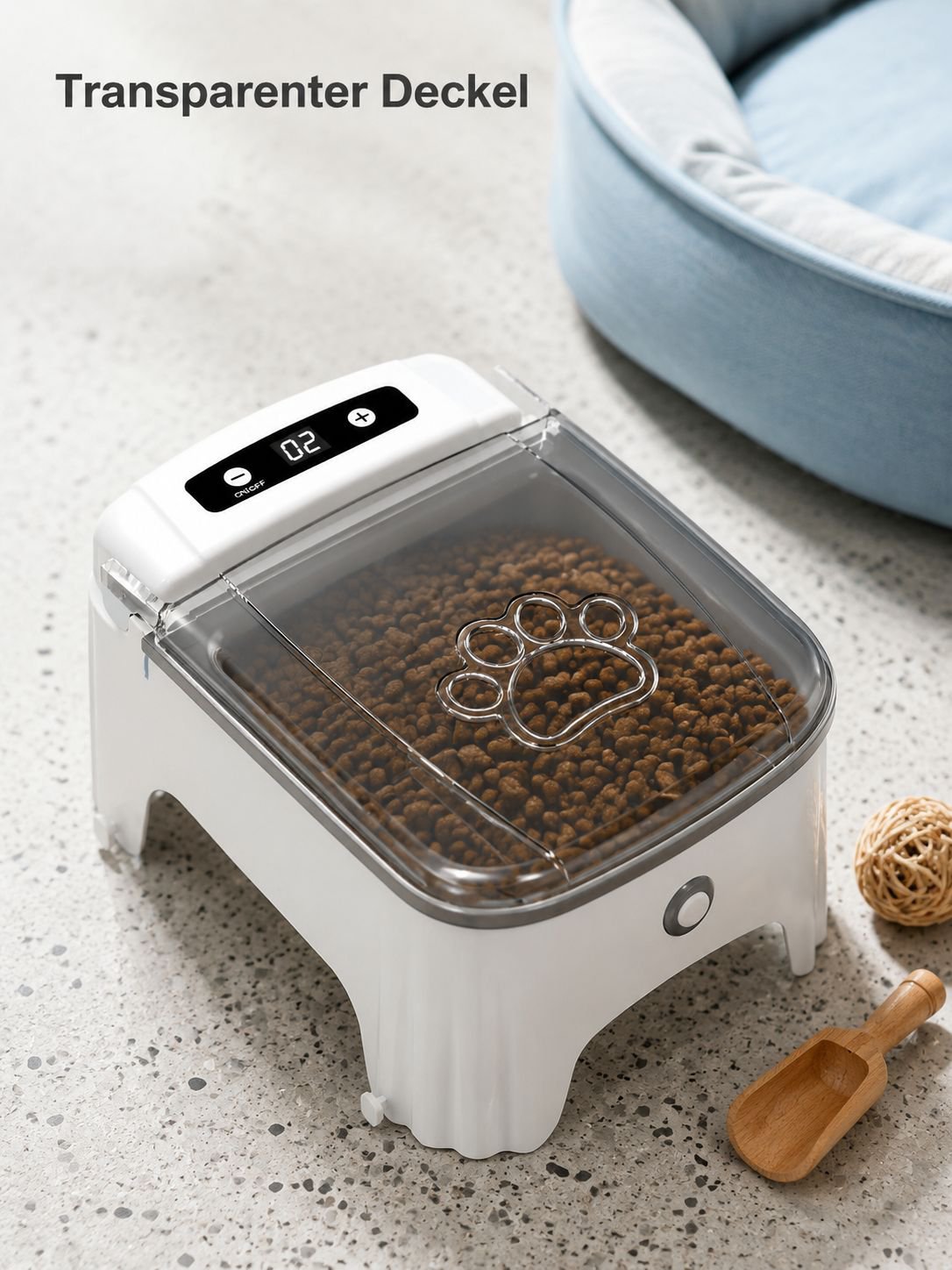 Intelligenter Haustier-Sensor-Futterautomat, feuchtigkeitsbeständig, offenes Design.
