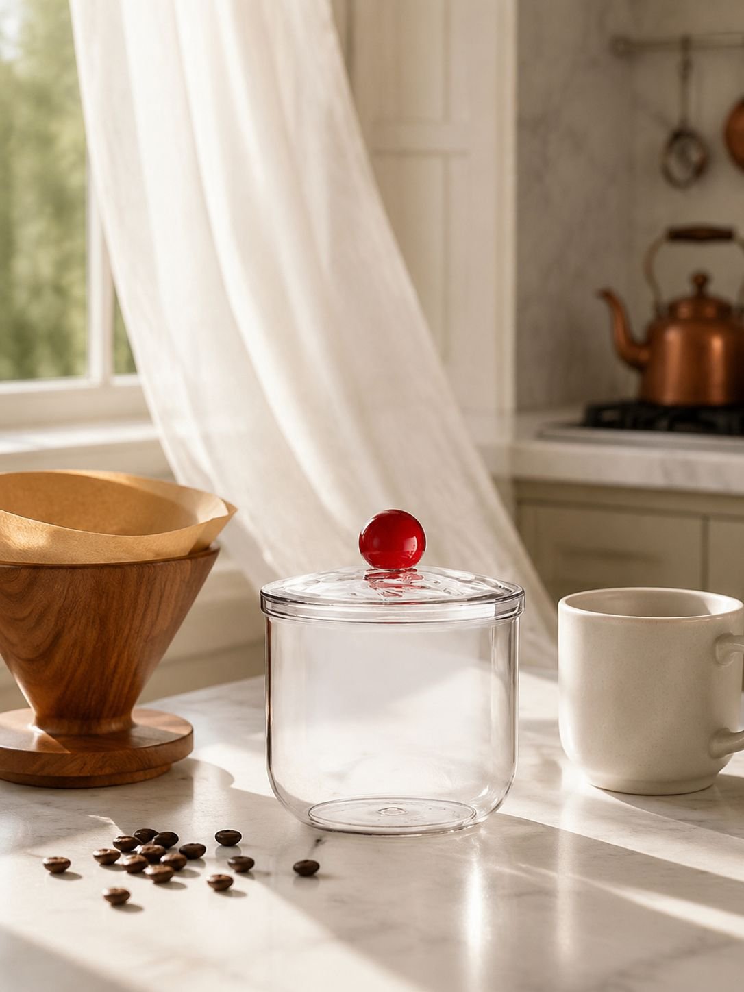 Bocal hermétique pour grains de café et aliments secs