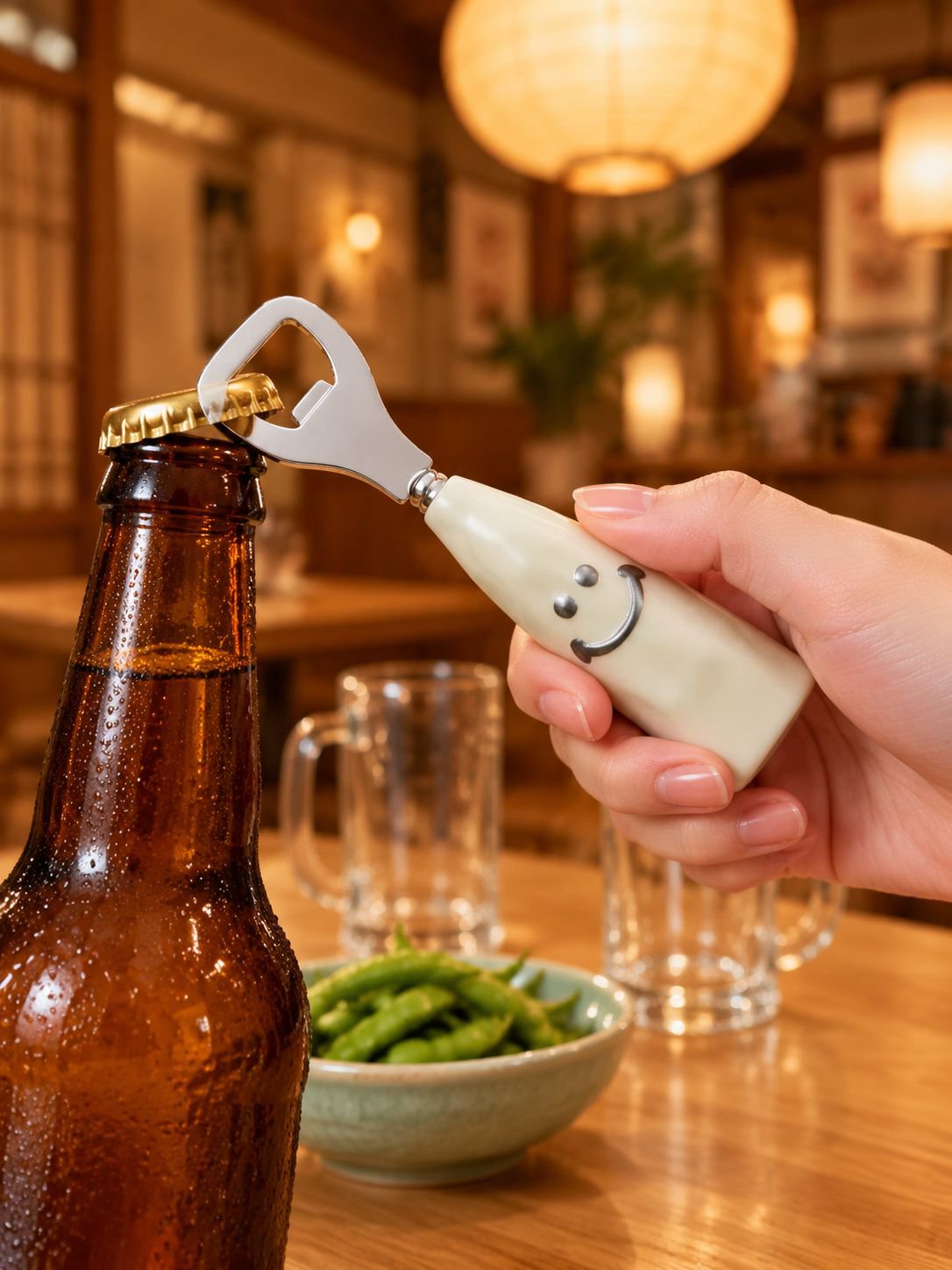 かわいいスマイルビール栓抜き立てることができます
