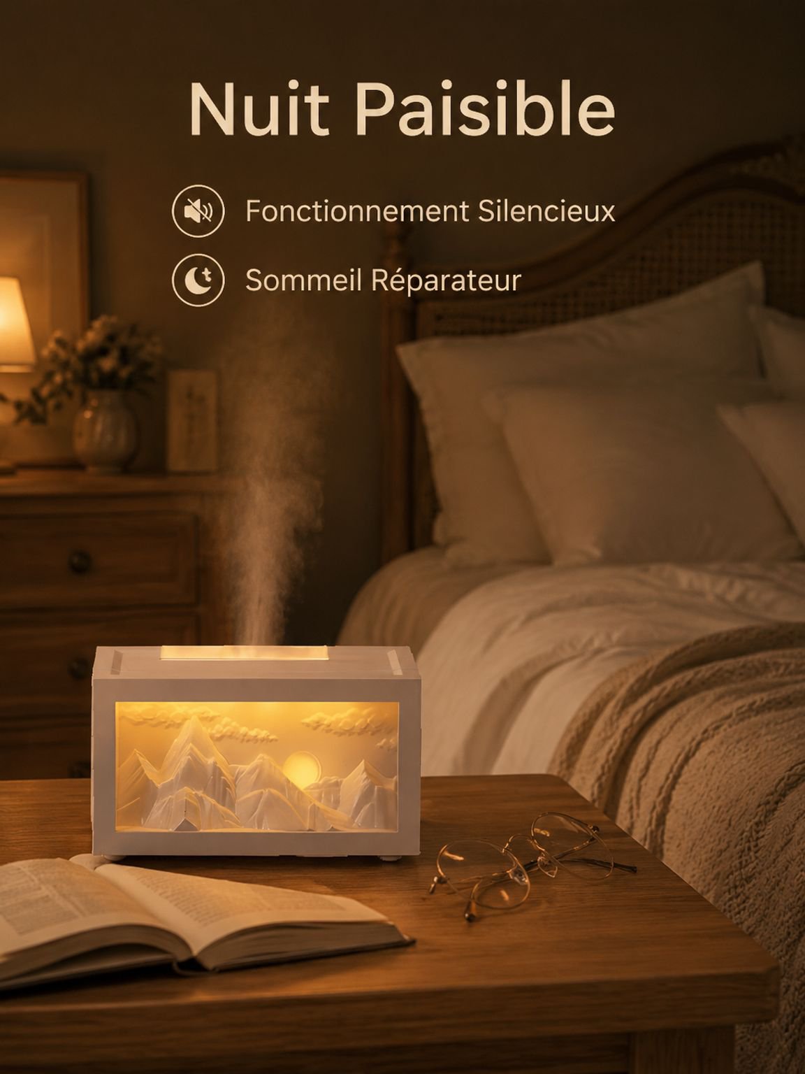 Humidificateur Montagne Dorée au Lever du Soleil