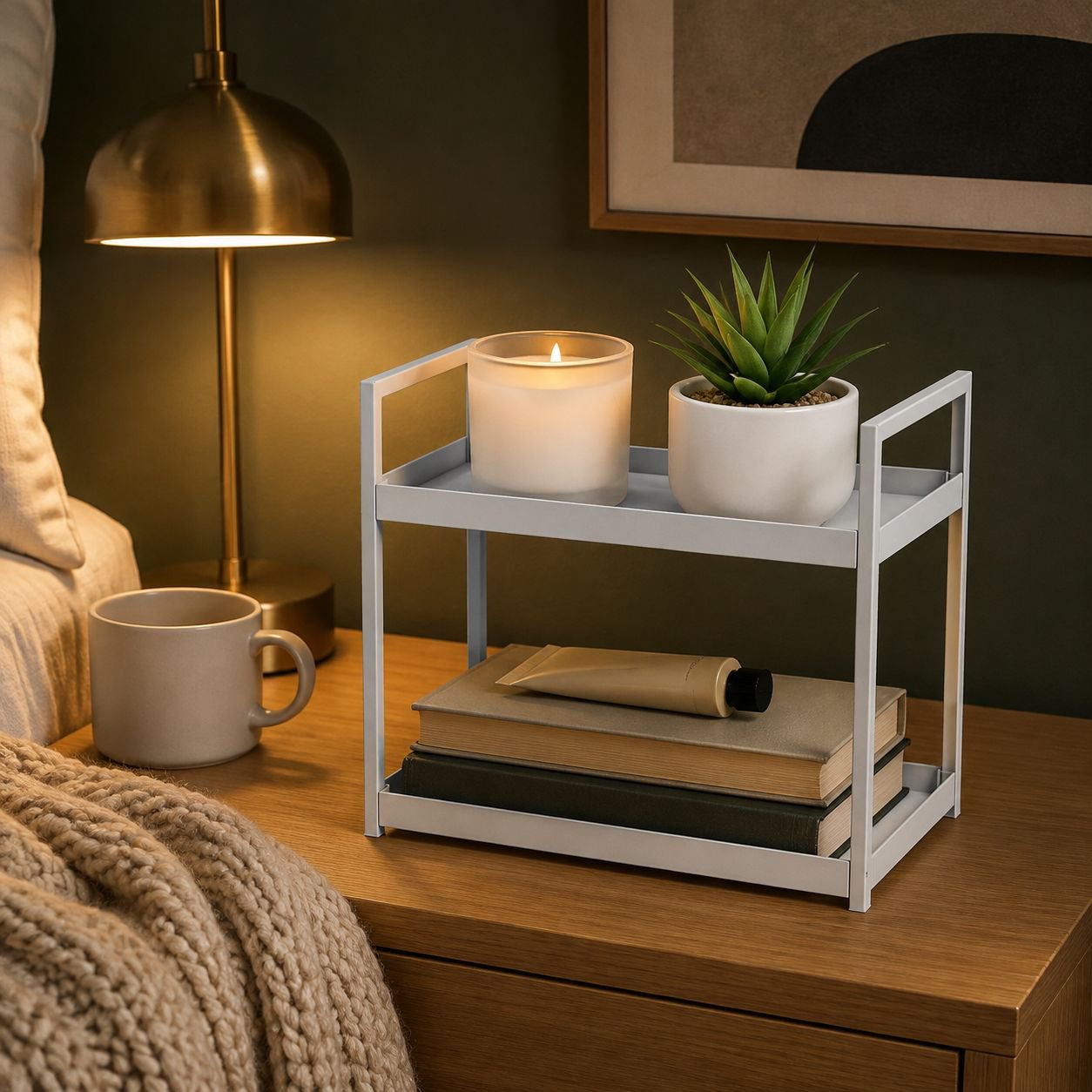 Multi-functional cosmetic rack for skincare and beauty items