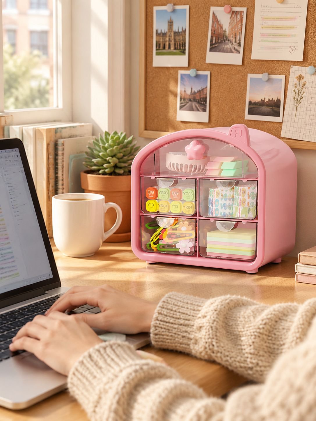Large capacity desktop multifunctional drawer-type storage box