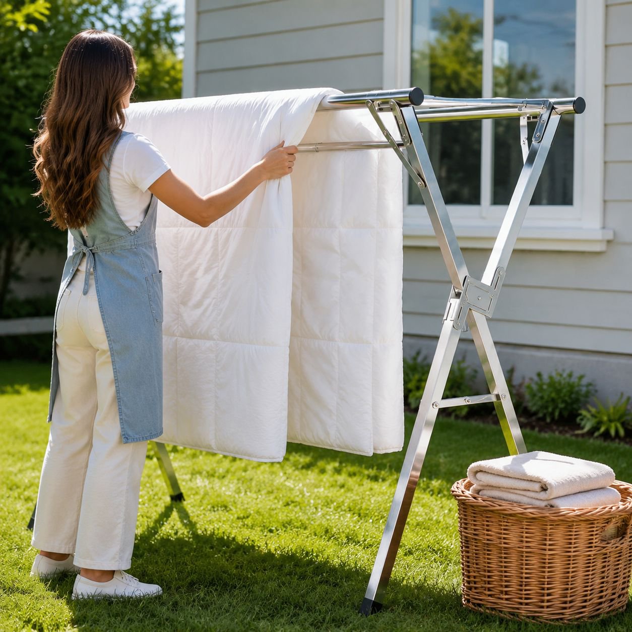 Home Standing Foldable Drying Rack, Extendable Clothes Hanger for Balcony, Heavy-Duty Design