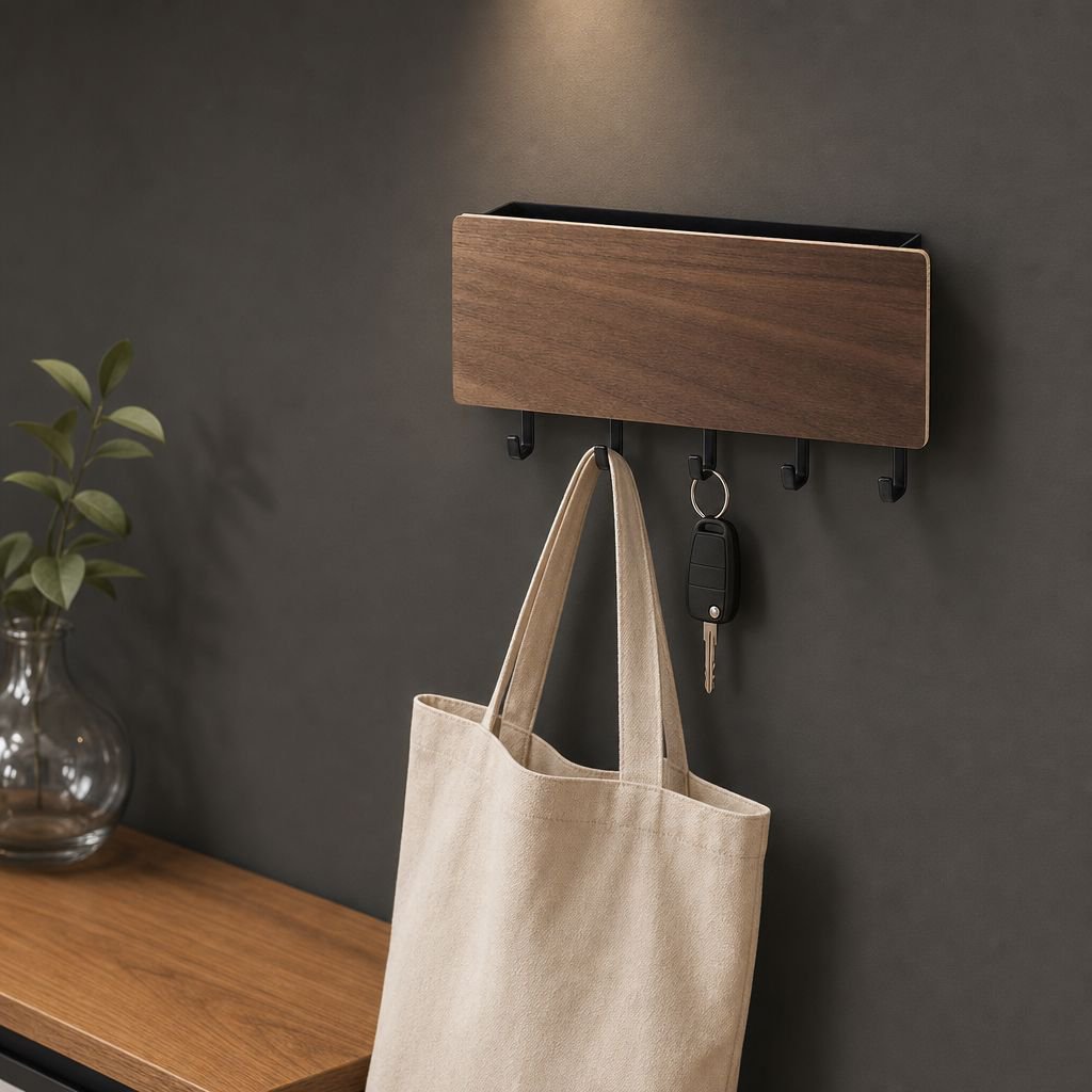 Soporte multifuncional para llaves de madera maciza sin agujeros