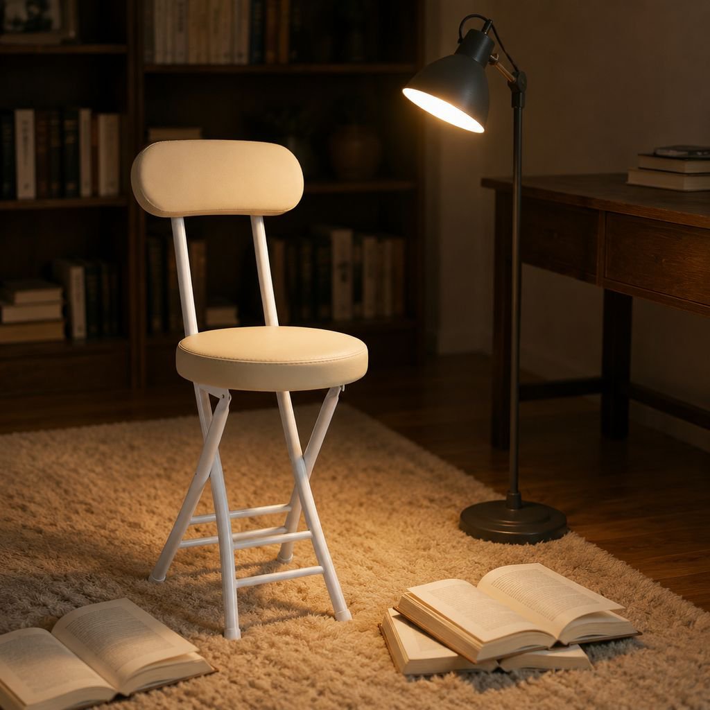 Portable folding chair unfolded and ready for use