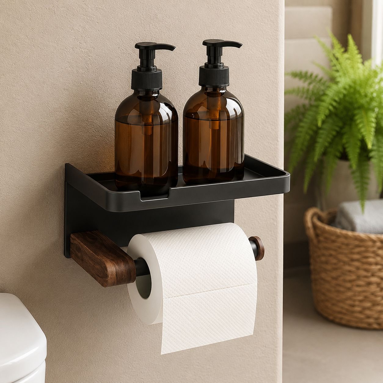 Drill-Free Metal Tissue Holder for Kitchen and Bathroom